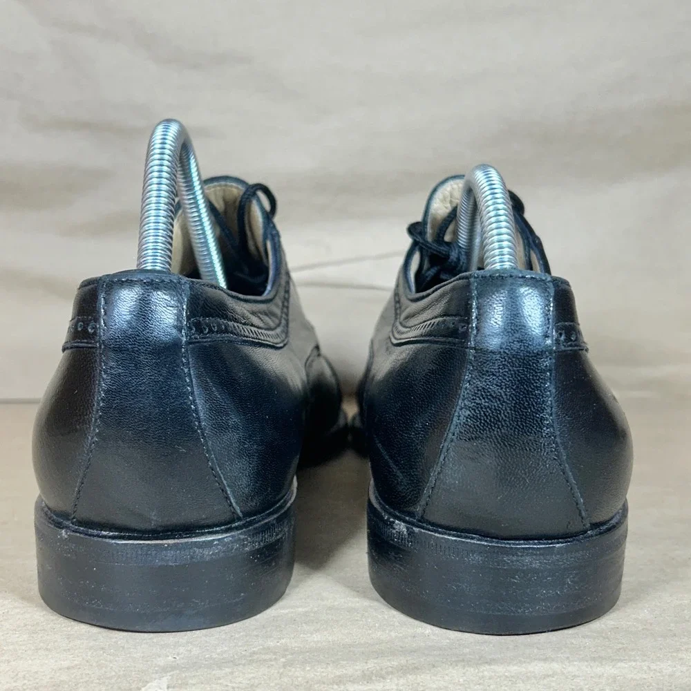 Bally Trino Dress Shoes Mens 9 D Black Solid Leather Cap Toe Oxford Italy